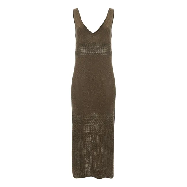 Robe Longue Maille Ajourée - Stella | Chocolat