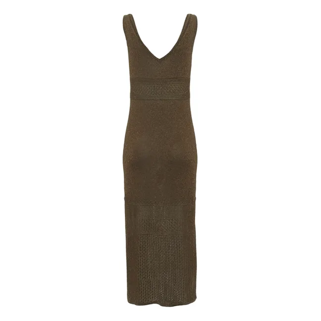 Robe Longue Maille Ajourée - Stella | Chocolat