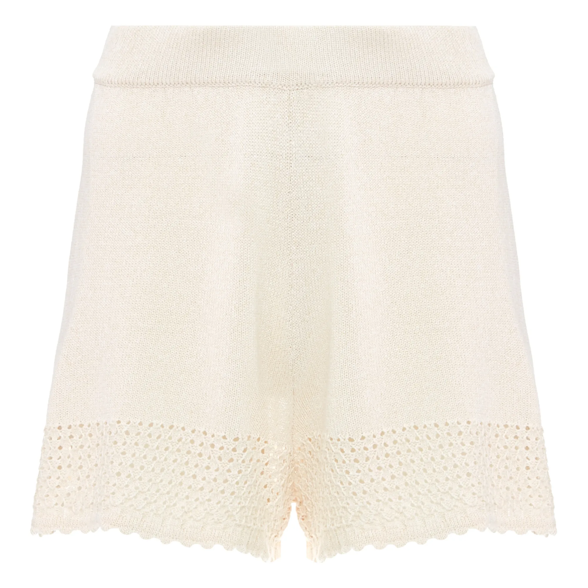 Alma Deia Off White Openwork Knit Shorts