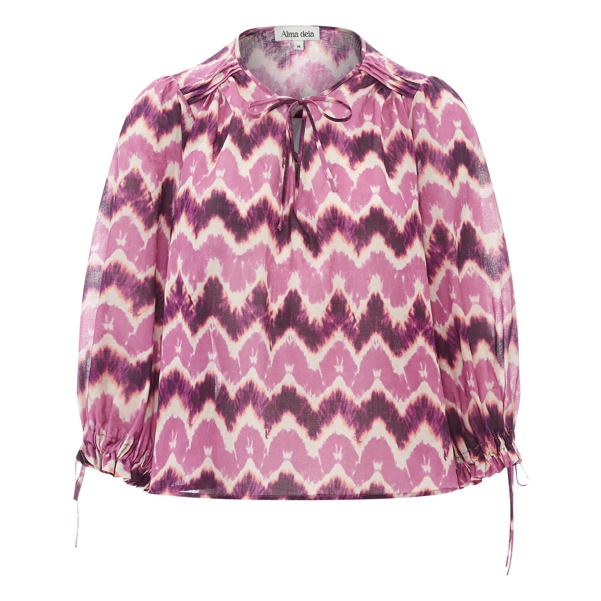 Alma Deia Fuchsia Long Sleeve Cotton Blouse