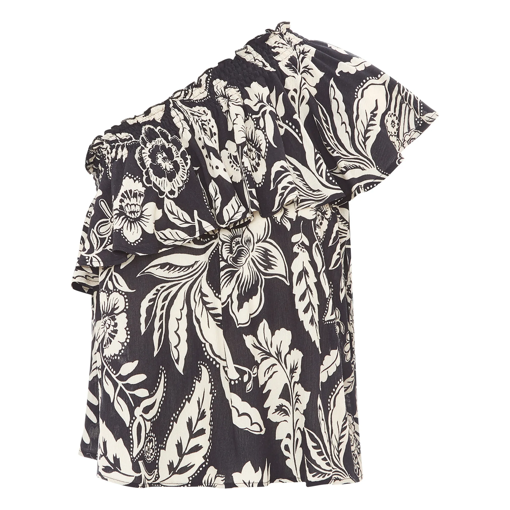 Alma Deia Black Asymmetric Flounce Top