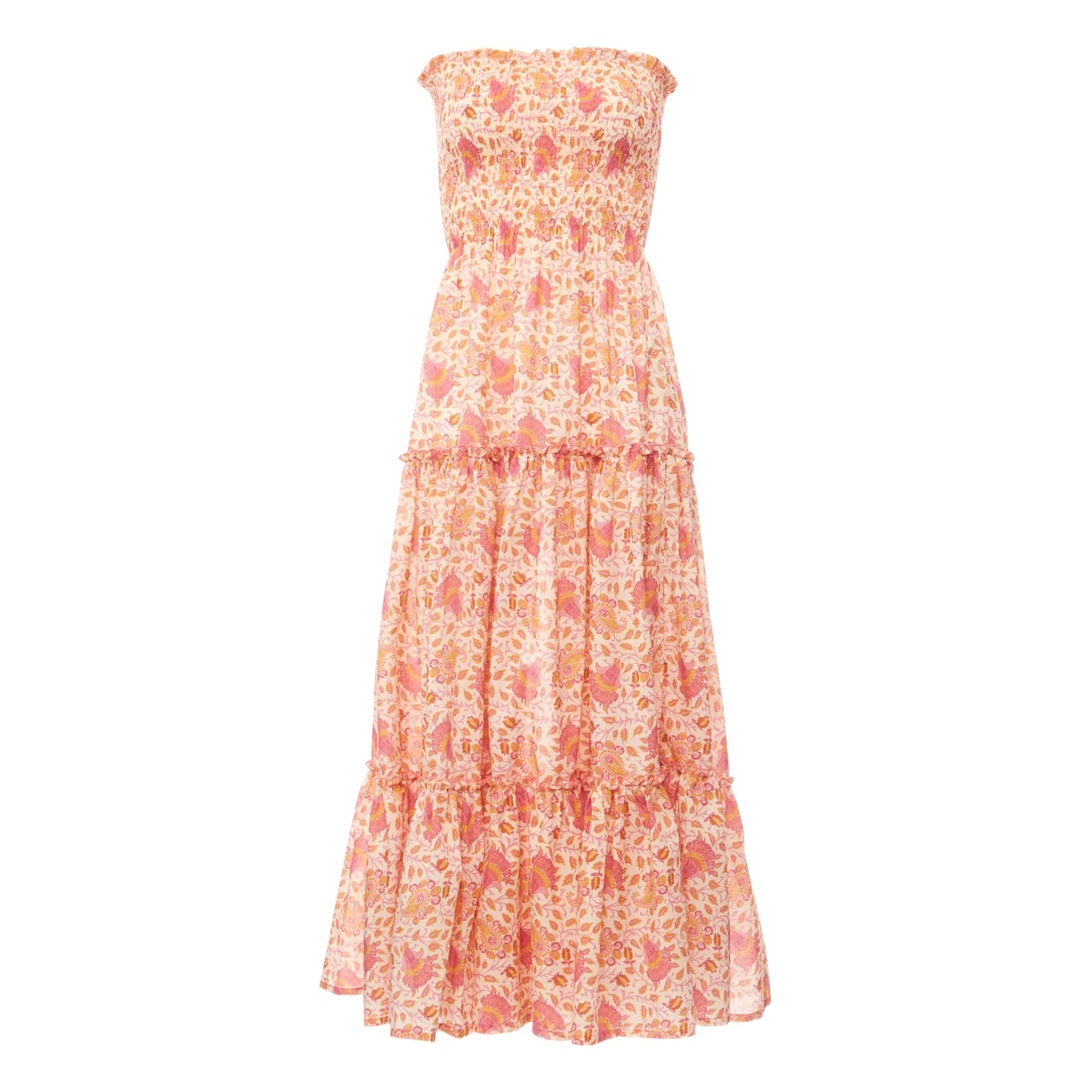 Alma Deia Off White Strapless Frill Maxi Dress - Paloma