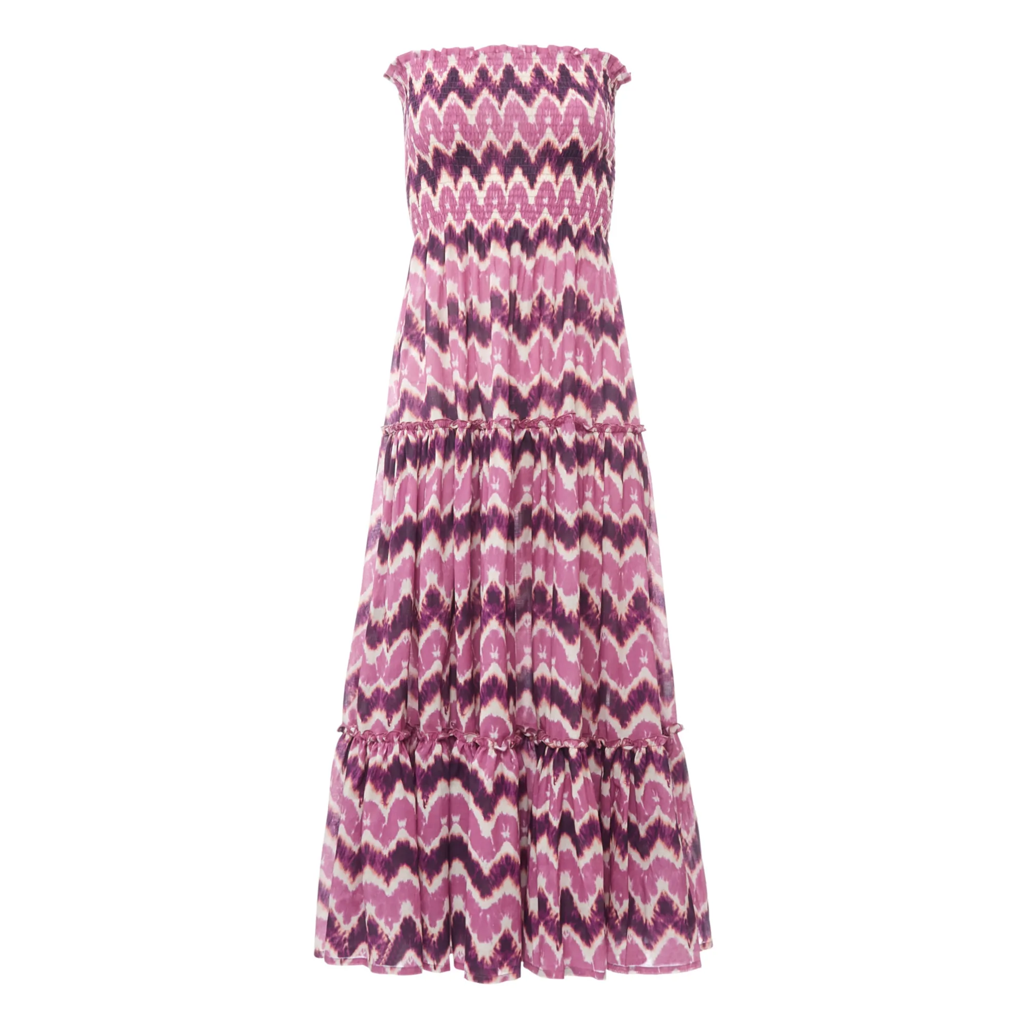 Alma Deia Fuchsia Strapless Frill Maxi Dress - Paloma