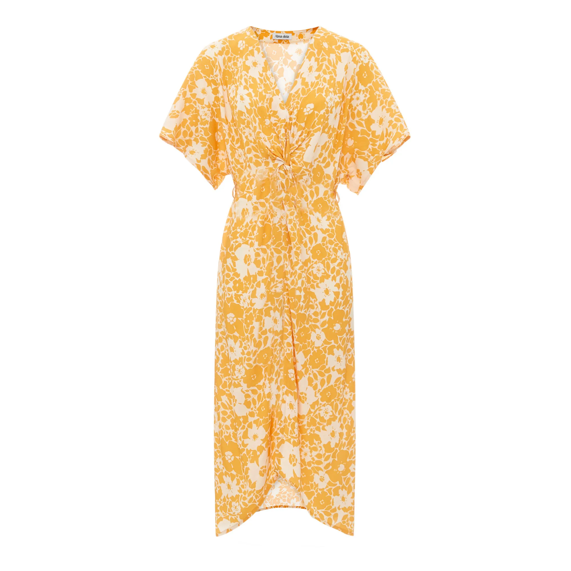 Alma Deia Ochre Maxi Drape Dress