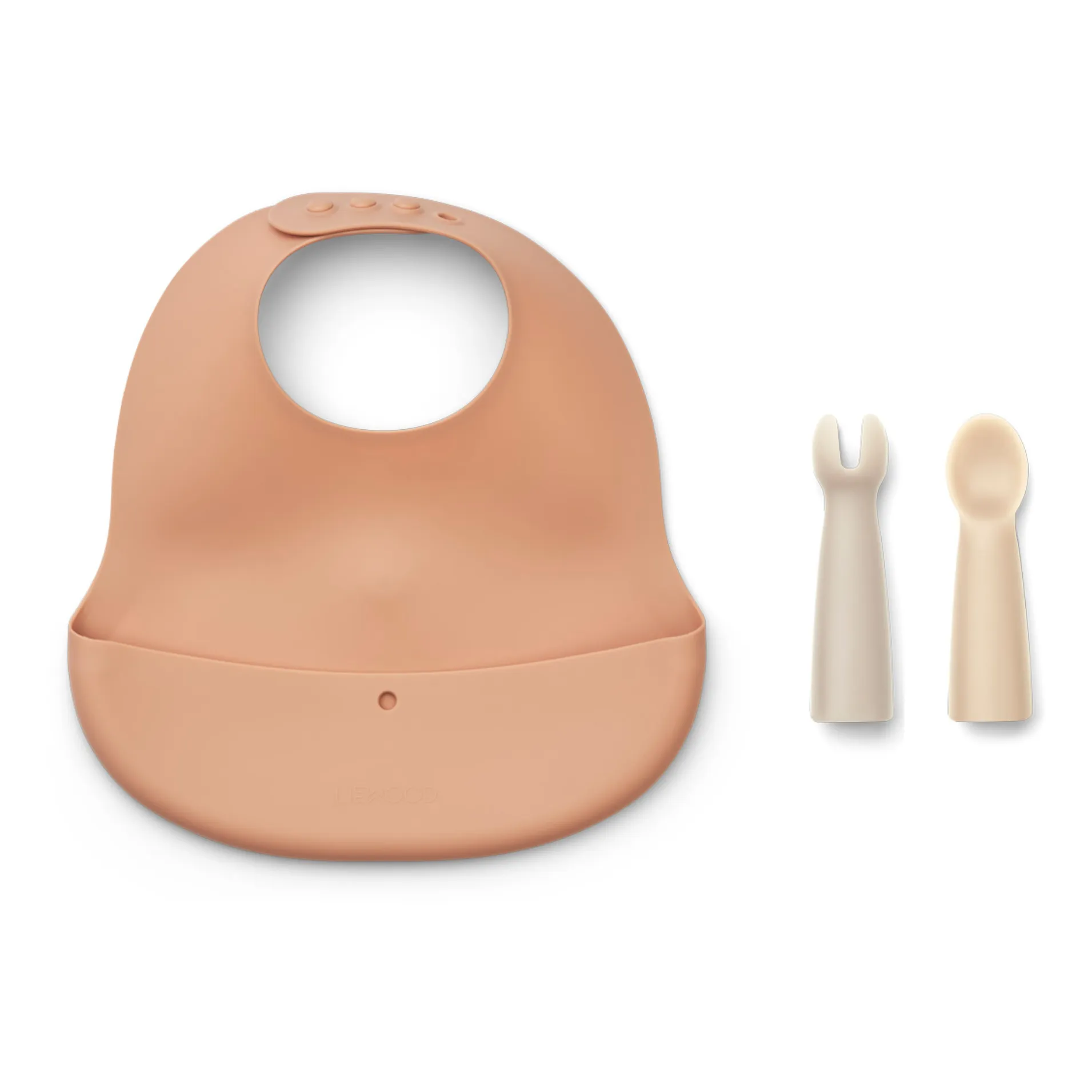 Liewood Pink Aspen Silicone Bib And Cutlery Set