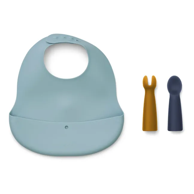Bavetta e posate in silicone Aspen | Blu