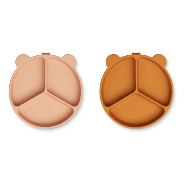 Assiettes antidérapantes Stacy-set de 2 | Rose