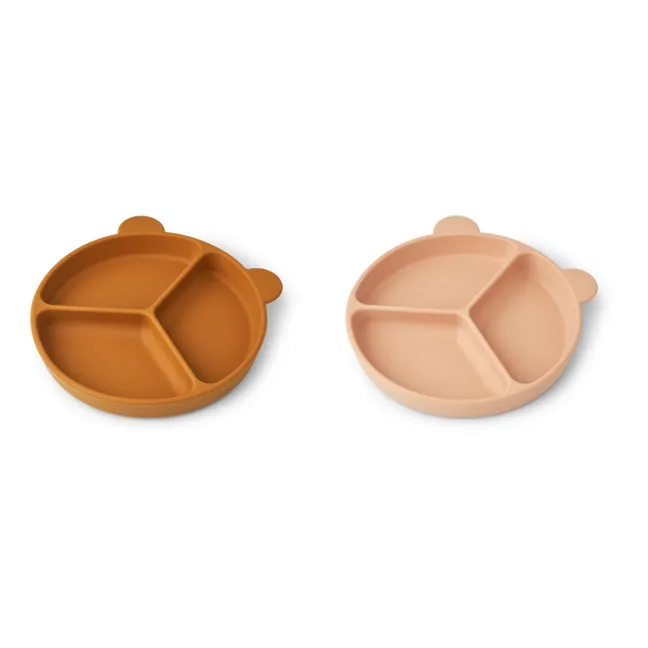 Assiettes antidérapantes Stacy-set de 2 | Rose