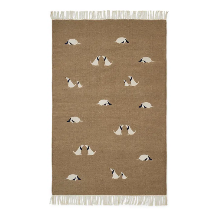 Bent Wool and Cotton Rug | Beige- Product image n°0