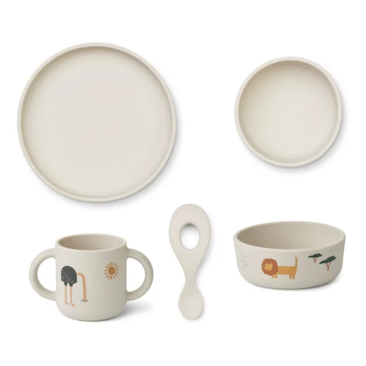 Set vaisselle Vivi en silicone - Set de 4 | Gris- Image produit n°0