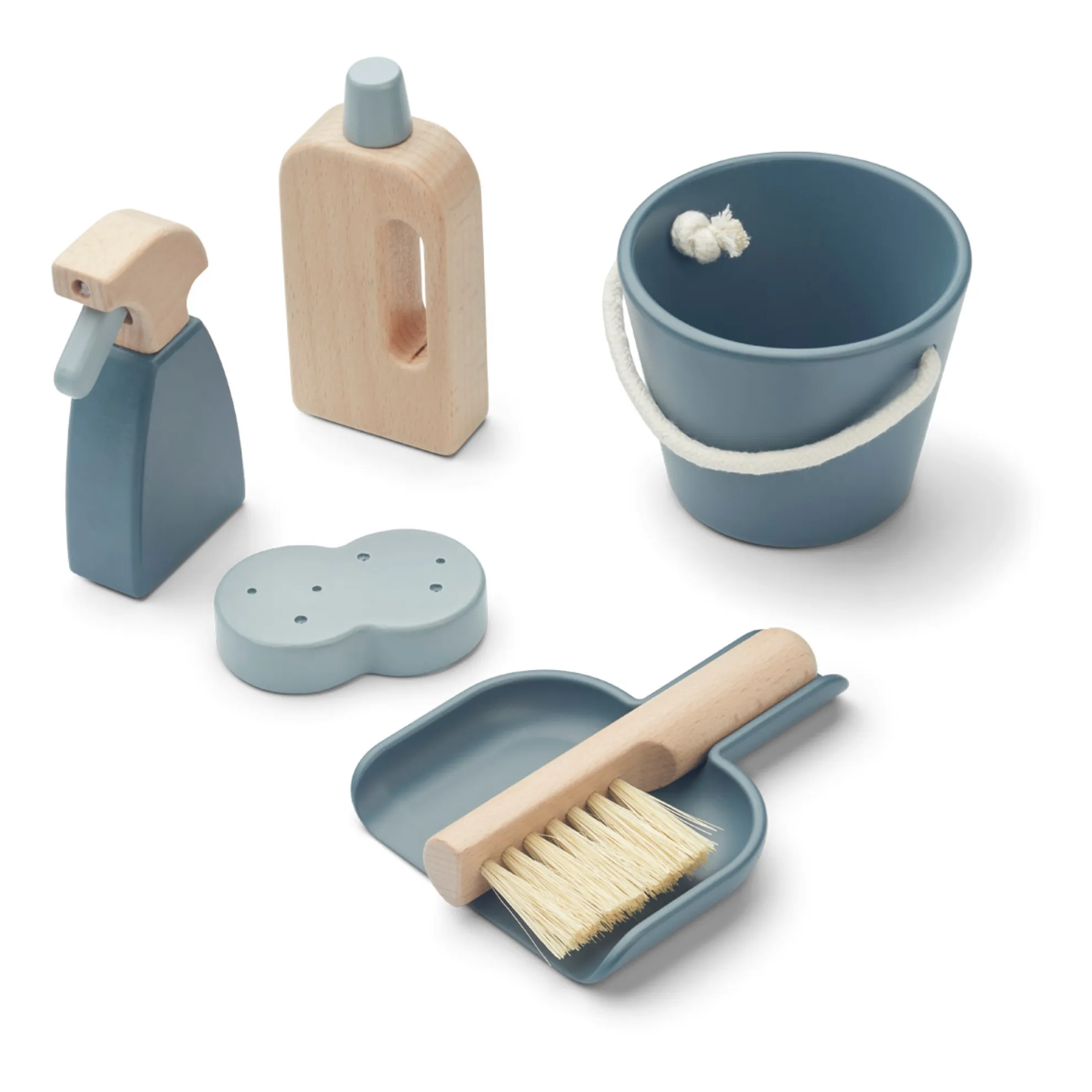 Kimbie Wooden Cleaning Set | Grey blue- Product image n°0