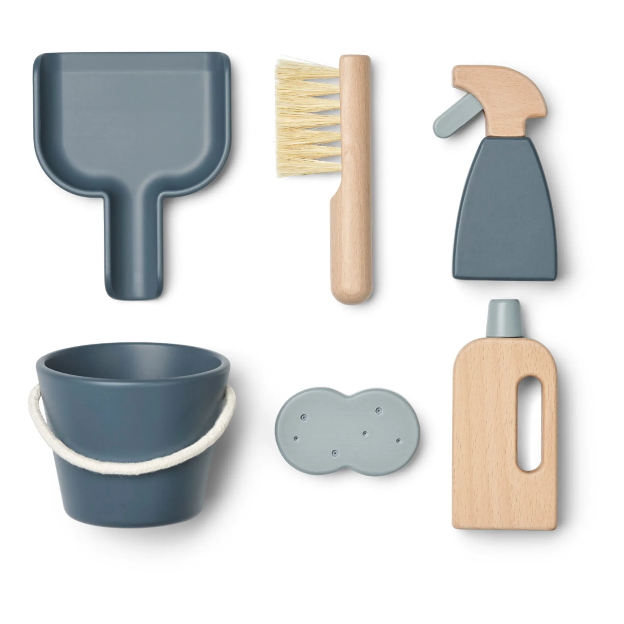 Kimbie Wooden Cleaning Set | Grey blue- Product image n°1