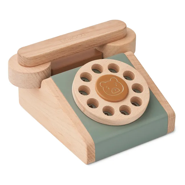 Klassisches Telefon aus Holz Selma | Grün