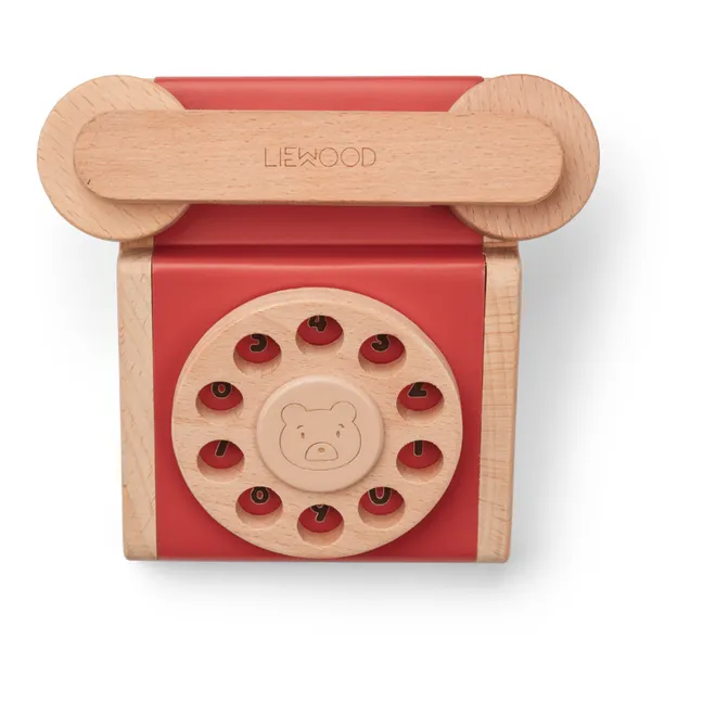 Téléphone classique Selma en bois | Rouge