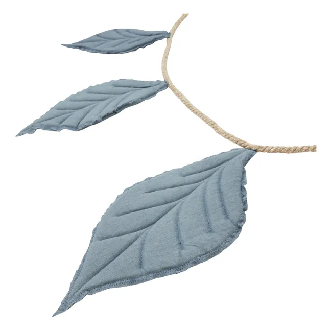 Ghirlanda decorativa, motivo: foglie, in lino | Blu