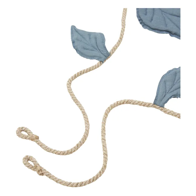 Ghirlanda decorativa, motivo: foglie, in lino | Blu
