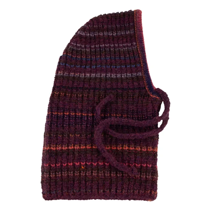Pasamontañas de lana a rayas Cluzas | Ciruela- Imagen del producto n°0