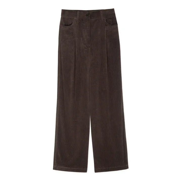 Insta Hello Corduroy Pleated Trousers | Brown- Product image n°0