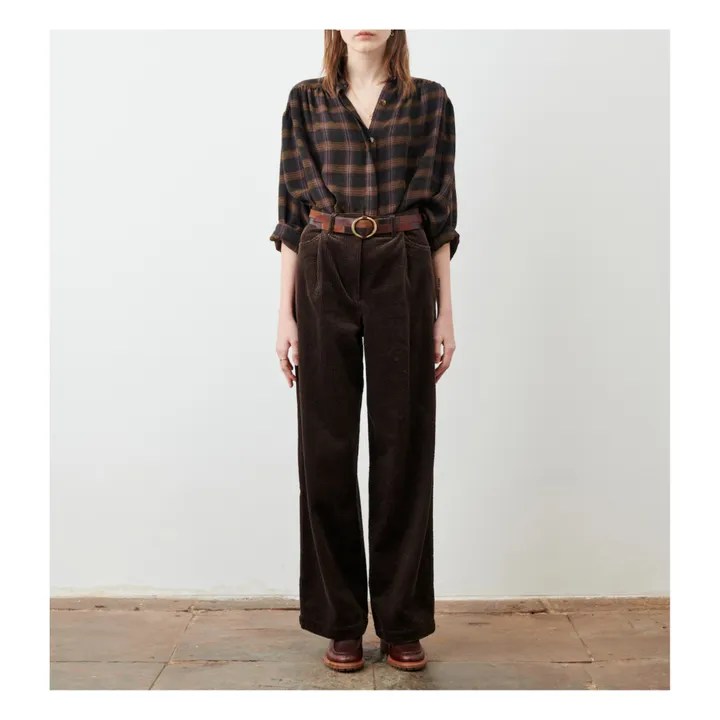 Insta Hello Corduroy Pleated Trousers | Brown- Product image n°2