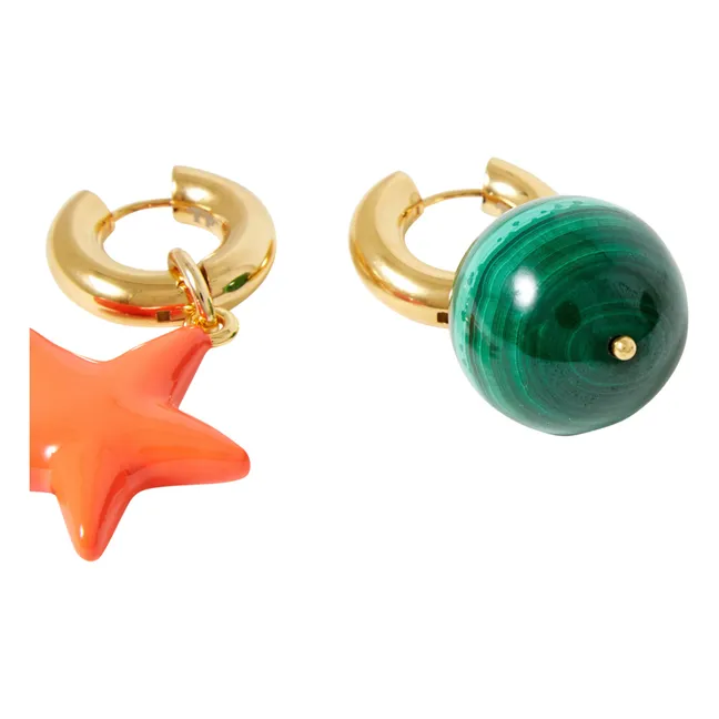 Ohrringe Stern und Kugel | Orange