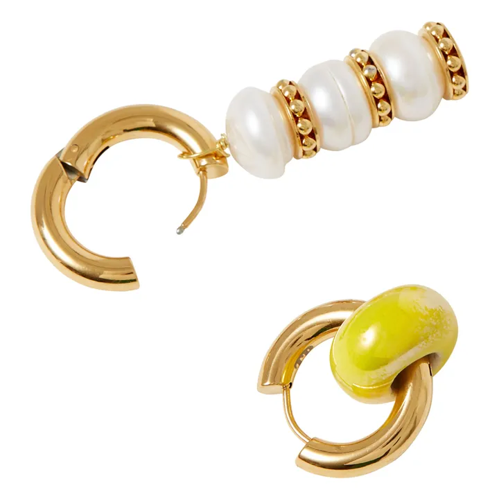 Perlen- und Donut-Ohrringe | Gelb- Produktbild Nr. 4
