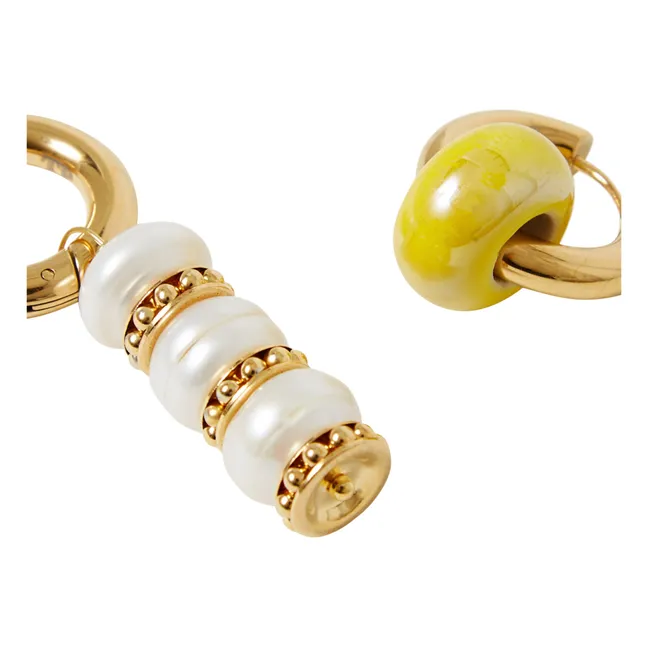 Pearl and Bead Earrings | Yellow