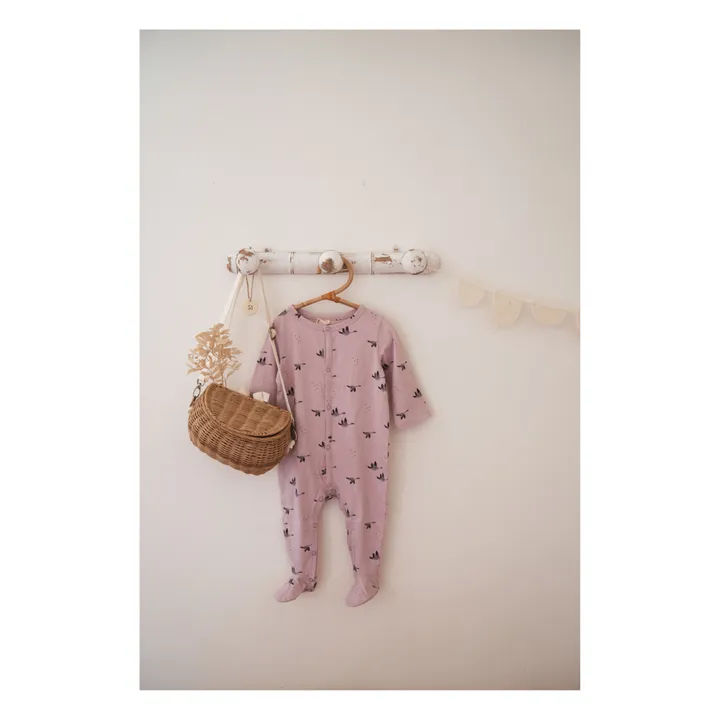 Pijama con pies Amalia con estampado de ocas | Lila- Imagen del producto n°1