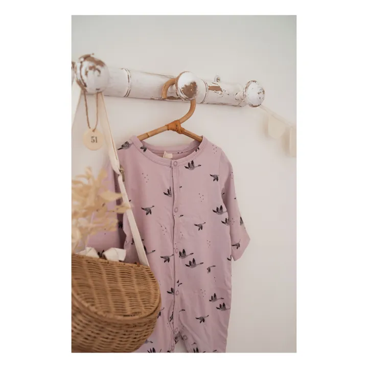 Pijama con pies Amalia con estampado de ocas | Lila- Imagen del producto n°2