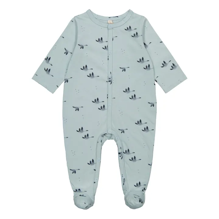 Pyjama mit Füßchen aus Jersey Amalia Gans | Hellblau- Produktbild Nr. 0