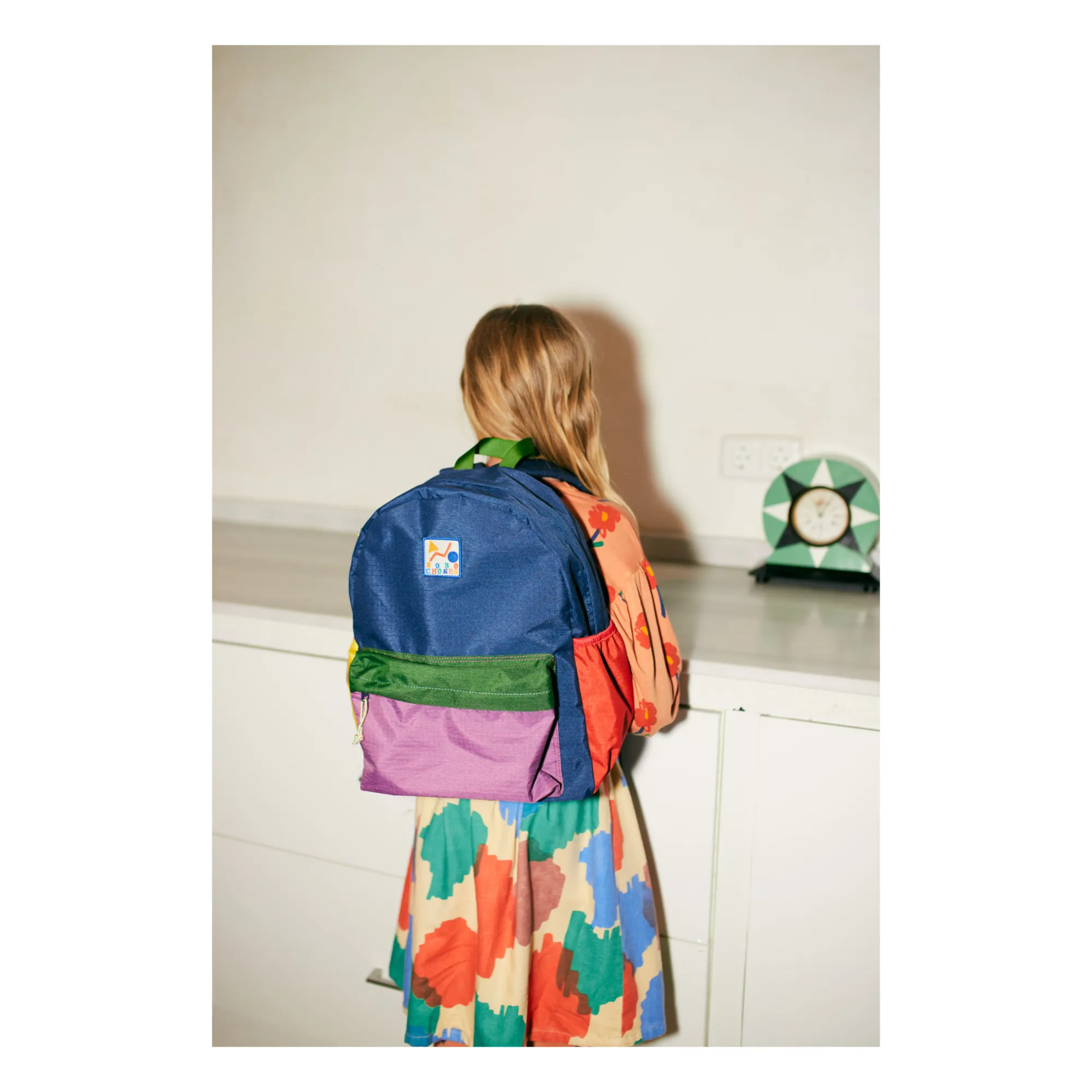 Recycled Polyester Colourblock Backpack | Navy blue- Product image n°1