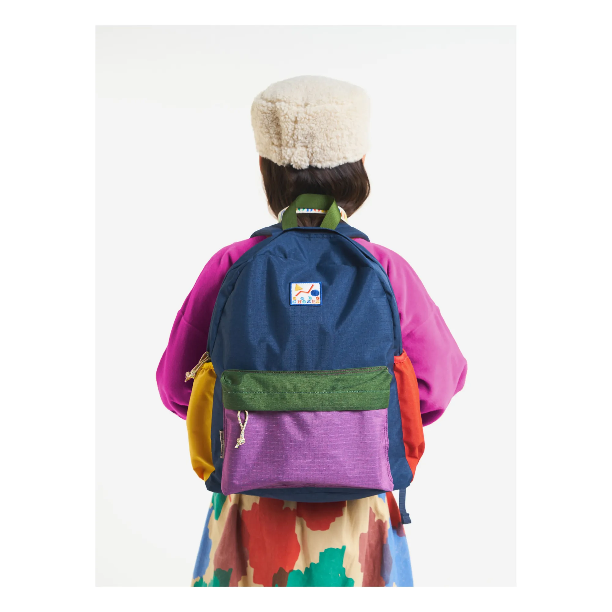 Recycled Polyester Colourblock Backpack | Navy blue- Product image n°2
