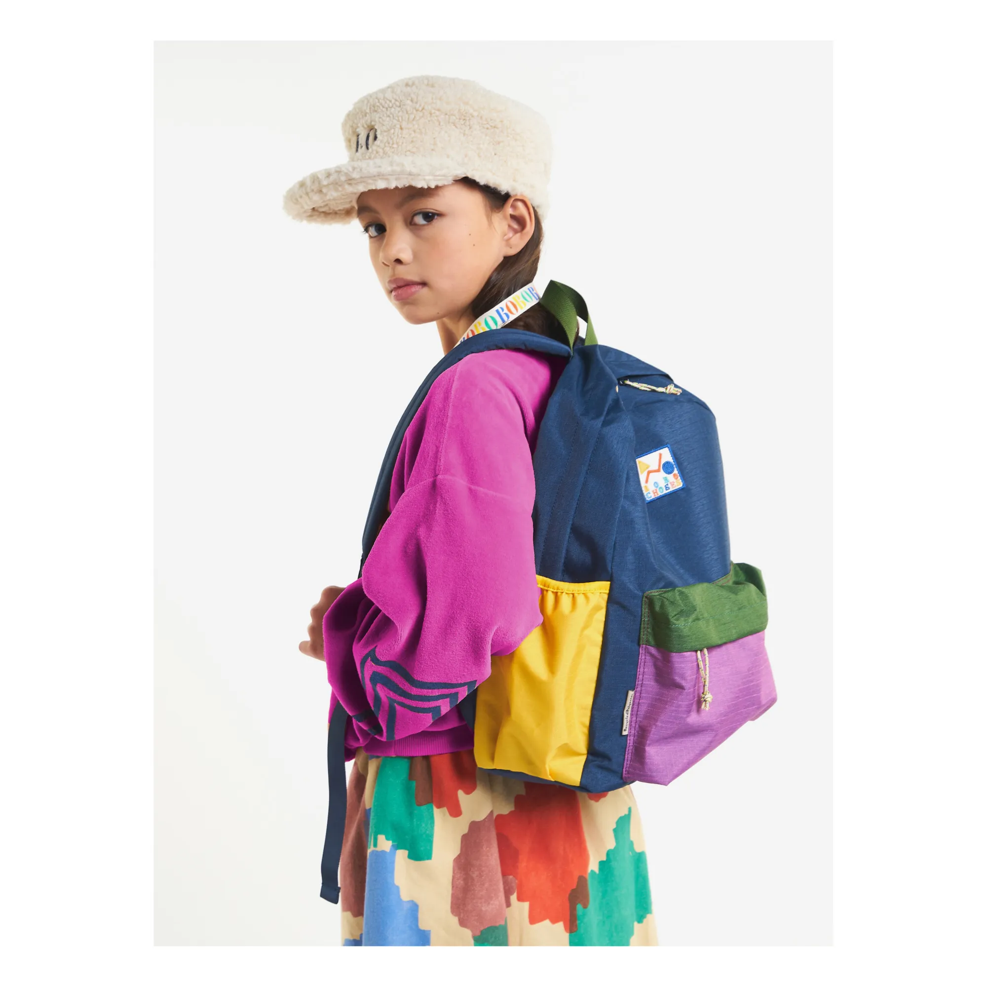 Recycled Polyester Colourblock Backpack | Navy blue- Product image n°3
