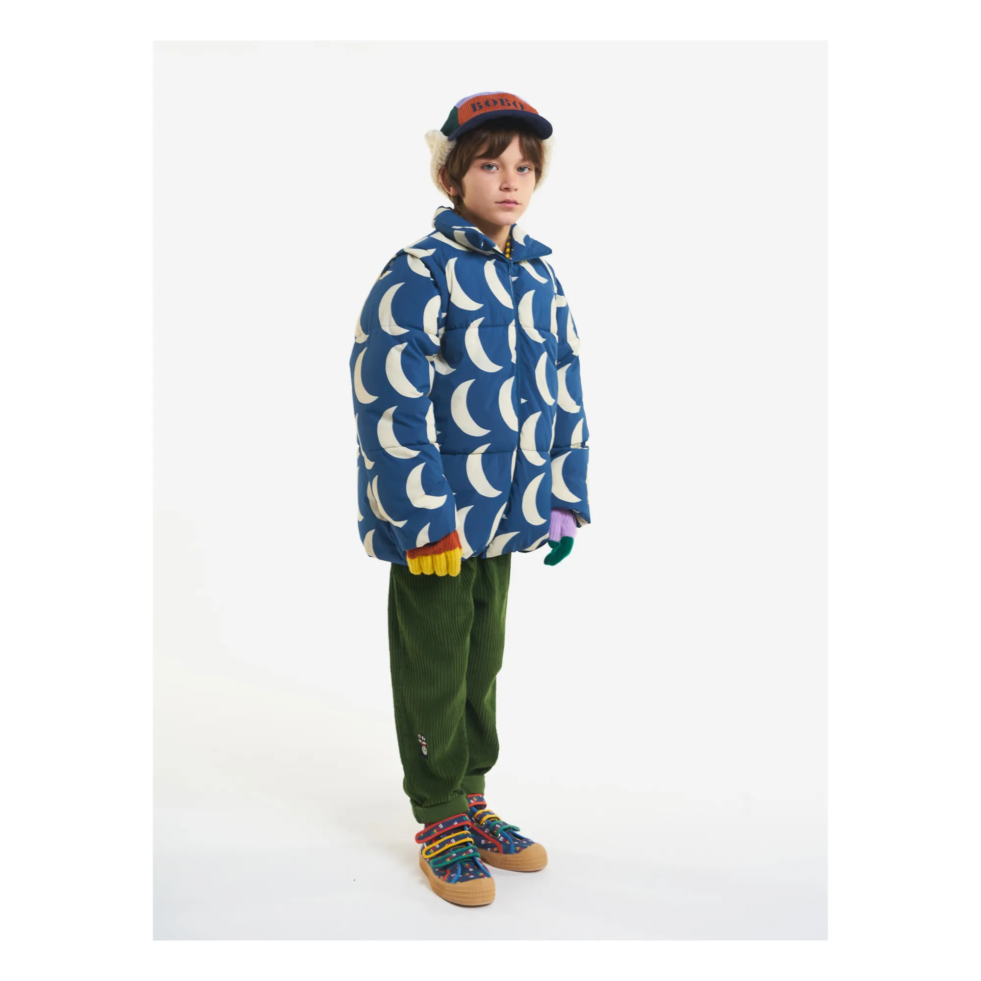 Doudoune Matières Recyclées Lunes | Bleu- Image produit n°2