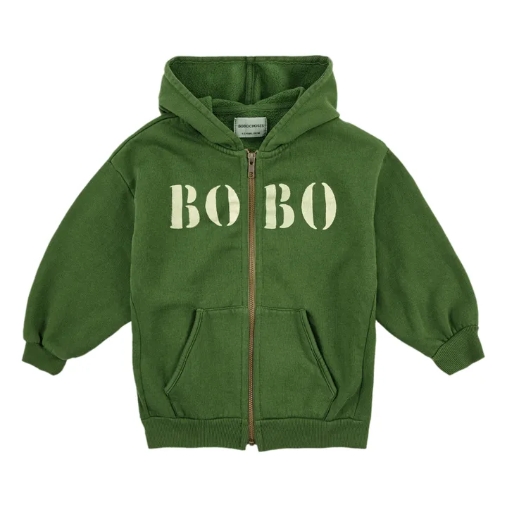 Sweatshirt mit Reißverschluss und Kapuze Bio-Baumwolle Bobo | Grün- Produktbild Nr. 0