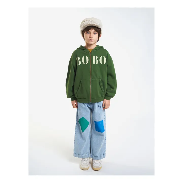 Sweatshirt mit Reißverschluss und Kapuze Bio-Baumwolle Bobo | Grün- Produktbild Nr. 3
