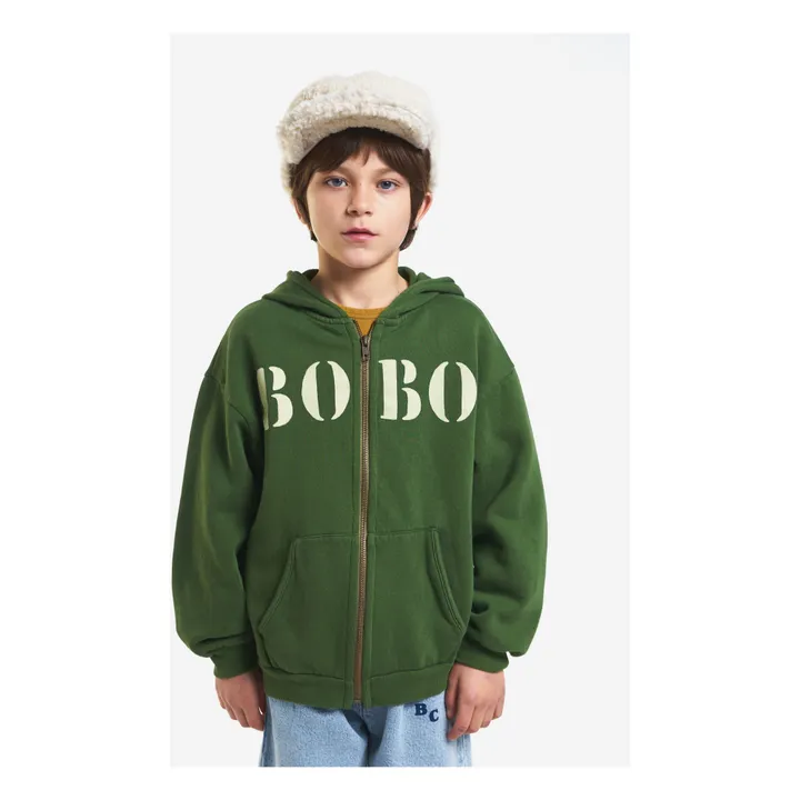 Sweatshirt mit Reißverschluss und Kapuze Bio-Baumwolle Bobo | Grün- Produktbild Nr. 4