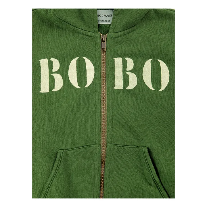 Sweatshirt mit Reißverschluss und Kapuze Bio-Baumwolle Bobo | Grün- Produktbild Nr. 8