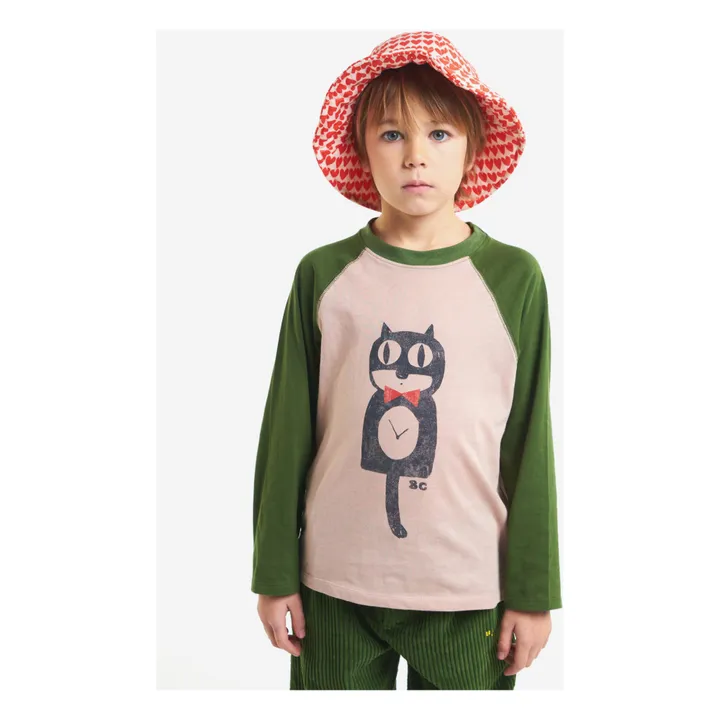 Organic Cotton Two-Tone Cat T-shirt | Green- Product image n°2