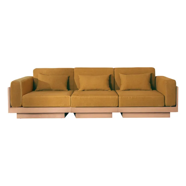 Georges the Comfortable 3-Seater Sofa with Armrests | Yellow Curry colour