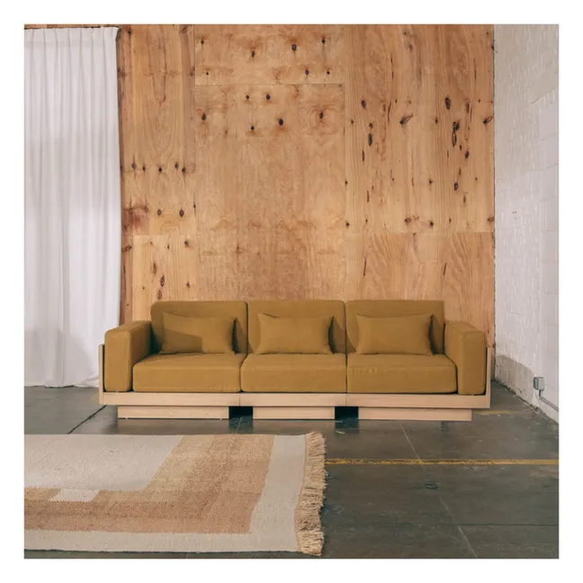 Georges the Comfortable 3-Seater Sofa with Armrests | Yellow Curry colour