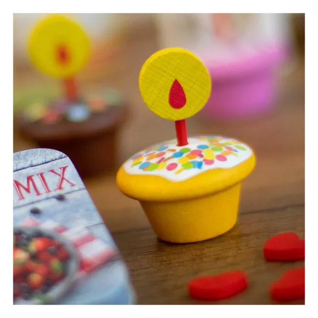 Wooden Toy Muffins with Candles - Set of 3