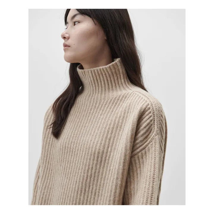 Maglione a collo alto in lana d'agnello - Collezione Donna  | Ecru- Immagine del prodotto n°2