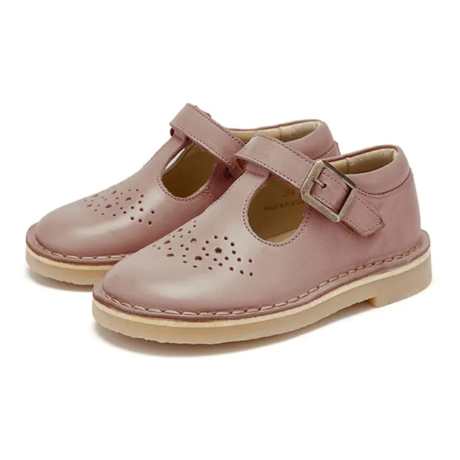 Penny Velcro T-Bar School Schoes | Pale pink