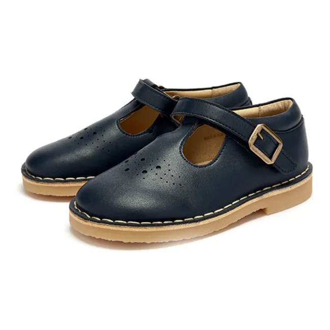 Penny Vegan Velcro T-Bar School Schoes | Navy blue