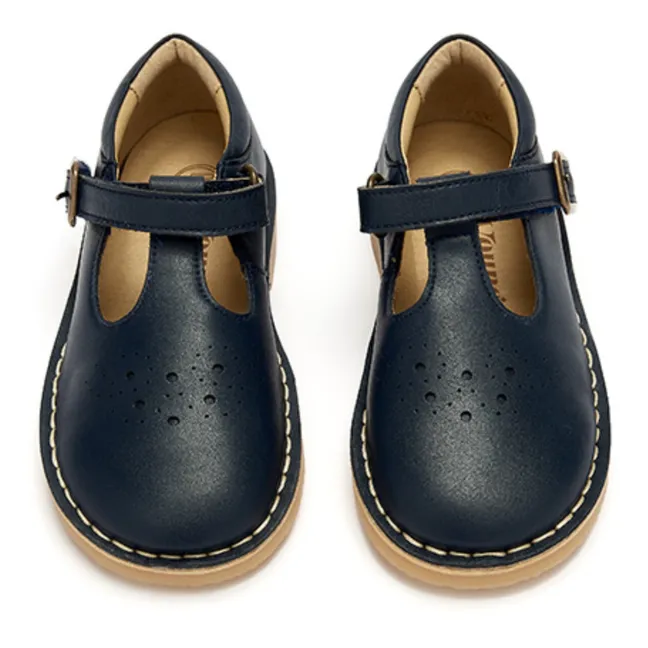 Zapatos Salomé con velcros T-Bar Penny Vegan | Azul Marino