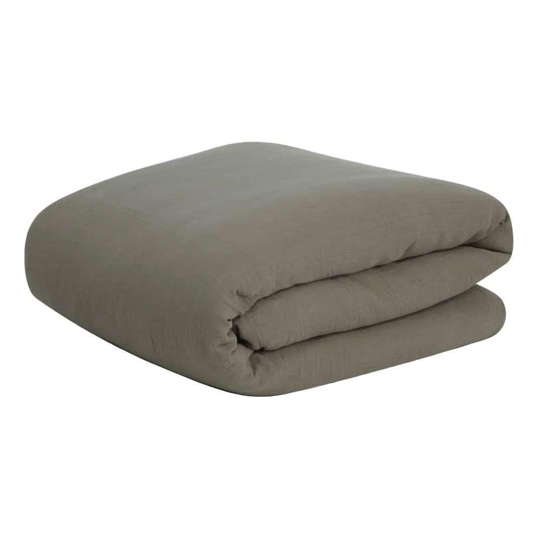 Garbo&Friends Khaki Geranium Cotton Muslin Duvet Cover