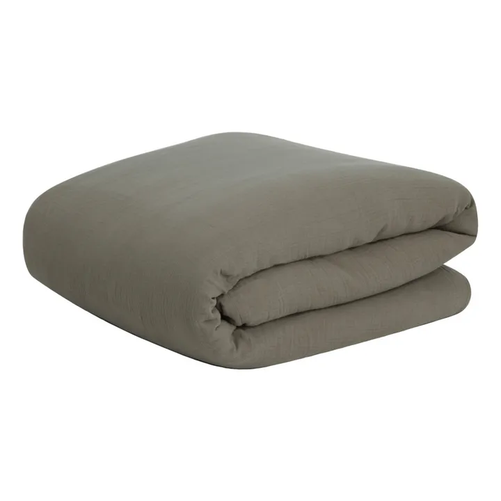 Bettdeckenbezug Géranium aus Baumwollmusselin | Khaki- Produktbild Nr. 0