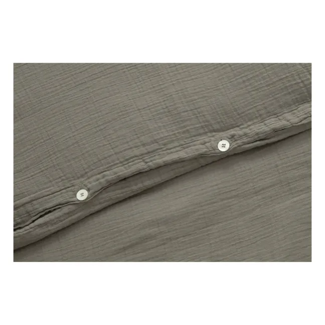 Geranium Cotton Muslin Duvet Cover | Khaki