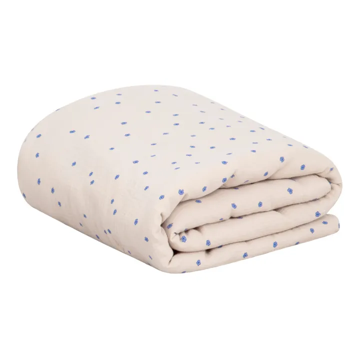 Manta acolchada de muselina de algodón con puntitos azules 100x140 cm | Azul- Imagen del producto n°0