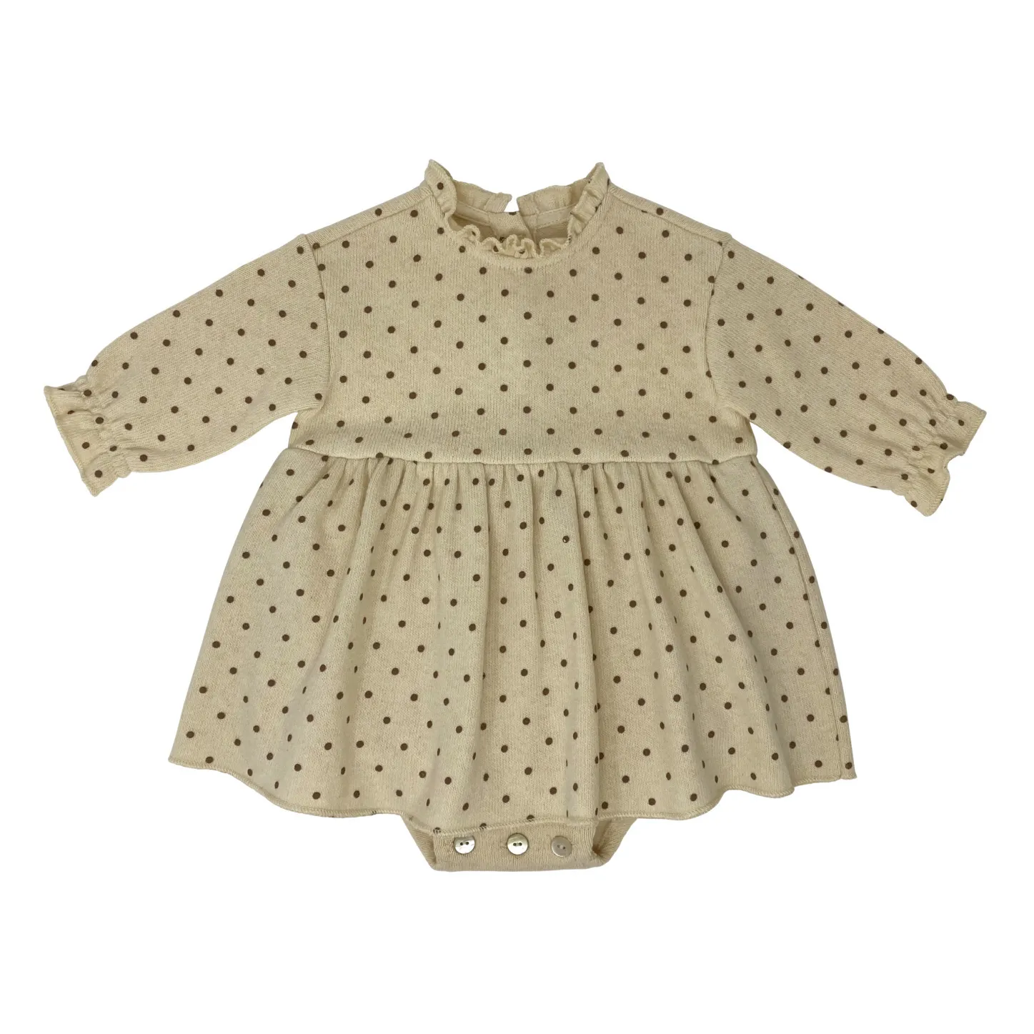 Zhoe & Tobiah Ecru Polka Dot Knit Bodysuit Dress